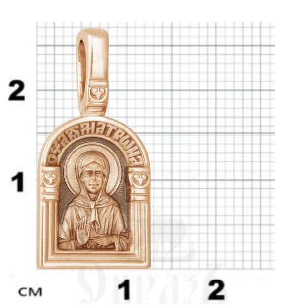 нательная икона «святая блаженная матрона московская. ангел хранитель», золото 585 пробы красное (арт. 202.111-1)