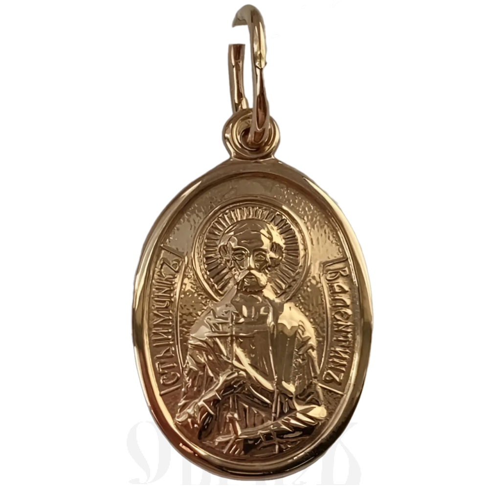 нательная икона святой мученик валенти́н доростольский золото 585 пробы красное (артикул 25-168)