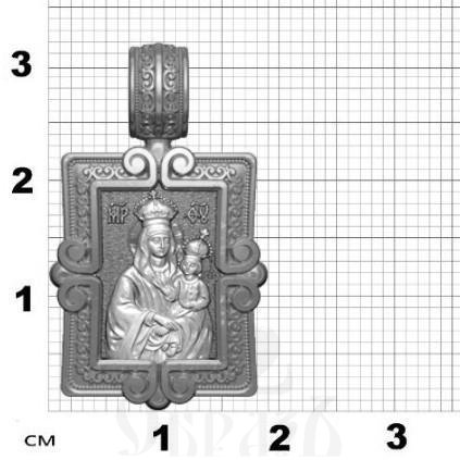 нательная икона божия матерь барская, серебро 925 проба с родированием (арт. 18.008р)