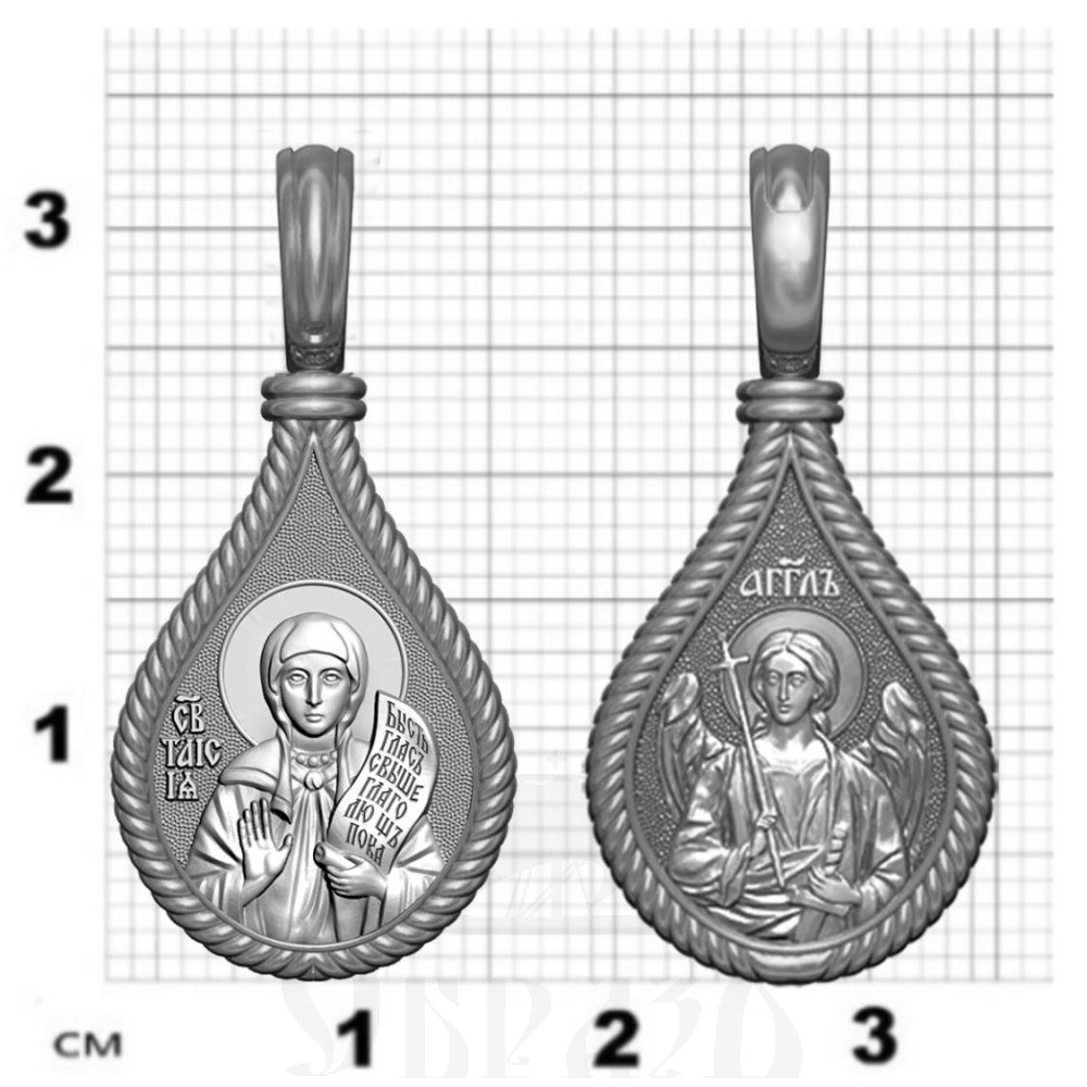 нательная икона св. блаженная таисия египетская, серебро 925 проба с платинированием (арт. 06.049р)