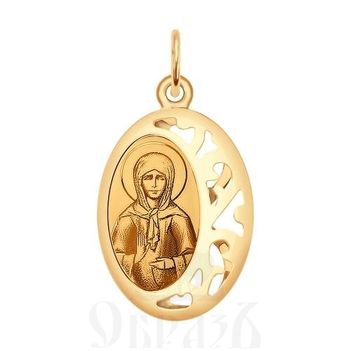 нательная икона святая блаженная матрона московская (sokolov 104138), золото 585 пробы красное
